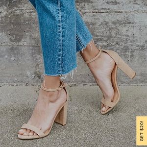Lulus Taylor Natural Suede Ankle Strap Heels